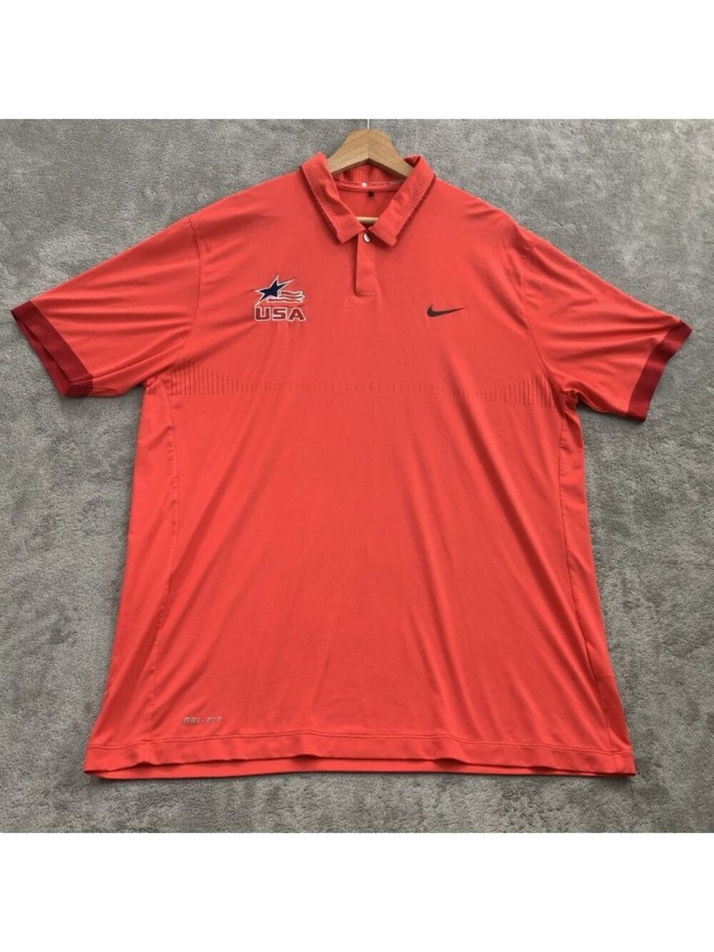 Nike Polo Shirt Mens L Tiger Woods Collection Team USA Patch Perforated 639820